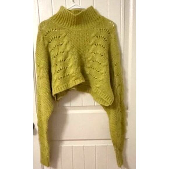 Free People NWOT Pointelle Crop Mock Neck Pullover Sweater M - Picture 4 of 8